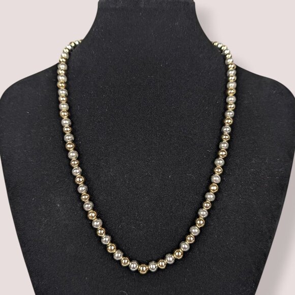 Liz Claiborne Gold & Silver Tone Beaded Necklace - Picture 1 of 5